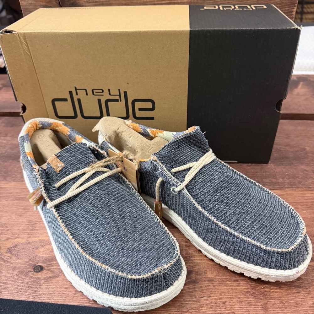 Hey Dude Wally Eco Linen Iron Grey Mens Size 8 Low Top Loafers 112473915 New